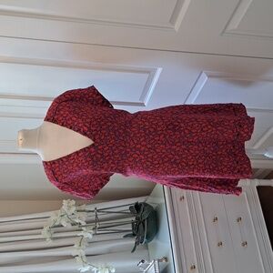 10 Crosby Derek Lam Womens Red/Purple Print Fit/Flare Mini Short Sleeve Dress S8